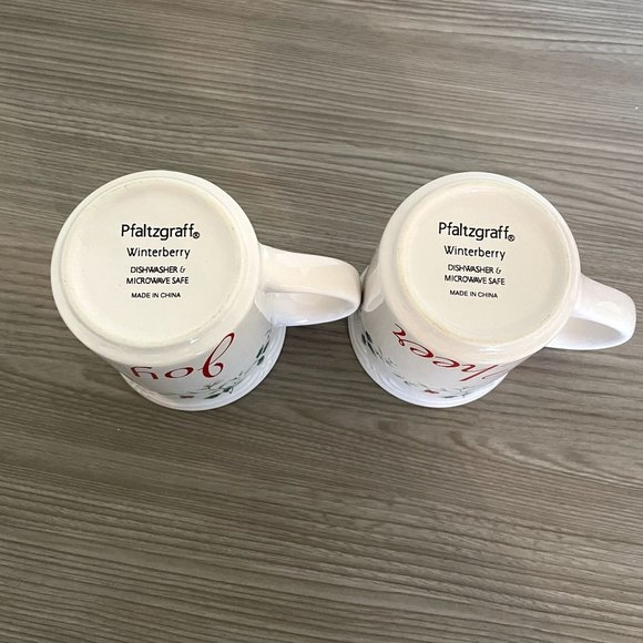 Pfaltzgraff Winterberry Cheer Joy Set of 2 Holiday Coffee/Tea Mugs - Picture 3 of 3